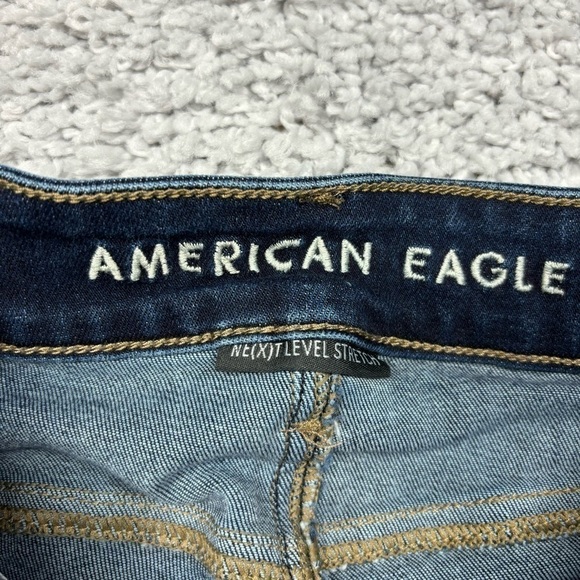 American Eagle Jeans Womens 000 Short Hi Rise Jegging Dark Distressed Thrashed - Picture 2 of 6